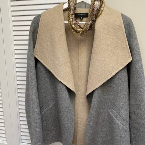TALBOT'S Jacket. Shawl Collar M Gray/Beige - Picture 7 of 7